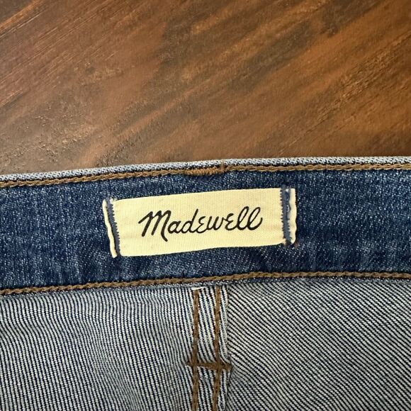 MADEWELL 9” Mid Rise Skinny Crop Jeans Button Front Tencel Stretch in Blue - Picture 8 of 14